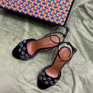Kurt Geiger Black Sandals with Multicolor Embellishments